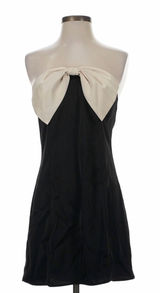 Princess Polly Black Strapless Dress with Cream Bow Photo 0