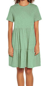 Gap T-Shirt Dress Green Crewneck Short Sleeve Tiered Skirt Side Pockets Size XS Photo 0