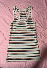 Universal Threads Striped Racerback Tank Top in Cream with Navy & Red Stripes Photo 0