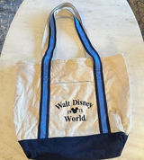 Walt Disney World Vintage Style Collectible Canvas‎ Tote Bag Embroidered Blue Photo 0