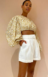 Significant Other Puffed-Sleeve‎ Floral Blouse US 4 Casual Boho Fall Flower Photo 0