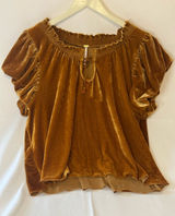 FREE PEOPLE Terese Velvet Top in Pumpkin Pie size L Photo 0