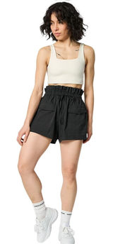 Girlfriend Collective Black Cora Pocket‎ Shorts Paperbag Waist Cargo XXS Photo 0