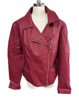 a.n.a Jacket Moto Faux Leather Women's XL Red Edgy 90s Streetwear Y2K Biker Photo 0