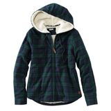 LL Bean Scotch Plaid Flannel Shirt Sherpa Lined Zip Hoodie Jacket Blue Green S Photo 0
