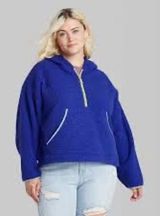 Wild Fable Womens Purple Fleece Sherpa Quarter Zip Hoodie‎ Top XXL Plus Photo 0
