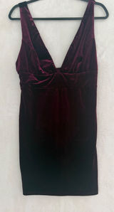 Lulus Velvet Mini Dress Womens Large Burgundy Wine Deep V-Neck Cocktail Party L Photo 0