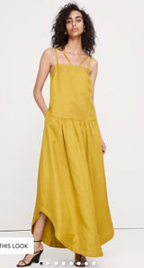 Banana Republic Viscose Drop Waist Linen Maxi Dress S Green Amber Photo 0