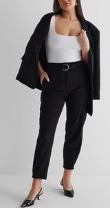 Express Super High Rise Cargo Trousers Black Belted Tapered Ankle Pants Size 4 Photo 0