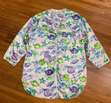 Victorias Secret Satin‎ Sleep Shirt Womens XS Fish Starfish Button Down Pajama Photo 0