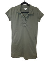 Pact Organic Cotton Polo Collared Shirt Dress Olive Green Pockets Size Small Photo 0