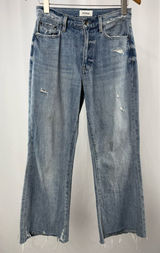 Pistola High Rise Distressed Straight‎ Leg Raw Hem Jeans in Rutls Blue Size 26 Photo 0