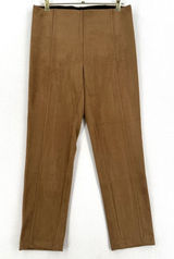 Rafaella Comfort Faux Suede Pants Women L Brown High Rise Straight Leg Stretch Photo 0