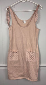 Venus Peach Pink Shoulder Tie Lounge Mini Dress XS Summer Loungewear Beach Cozy Photo 0