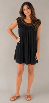 Lola Made in Italy Black Crochet Cover Up Dress‎ Boho Resort NWT Photo 0