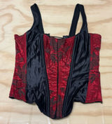 Y2K‎ Vintage Victoria’s Secret Lace Up Floral Corset Top Black Red Medium Photo 0