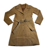 Vintage Jennyfer J 100% Leather Suede Trench Coat Size S Hippie Y2K 70s 80s Boho Photo 0