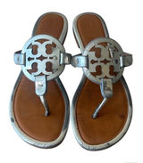 Tory Burch Miller Metallic‎ Silver Sandals Size 7 Photo 0