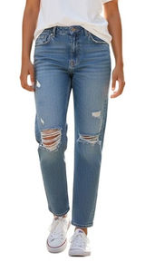 Hidden Jeans Happi Split Hem Straight‎ Leg Jeans 27 Distressed Cotton High Rise Photo 0