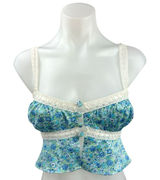 For Love & Lemons Alana Floral Print Lace Strap Cami Camisole Crop Top Size XXS Photo 0
