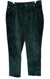 Lauren Ralph Lauren Womens Green Corduroy Straight Leg High Rise Pants Size 14W Photo 0