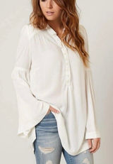 Free People Tunic Top Sz XS Off White Boho Peasant Bell Sleeve Gorgeous Blouse Photo 0
