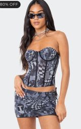 Edikted Mesh Corset Aly Top and Skirt Set Photo 0