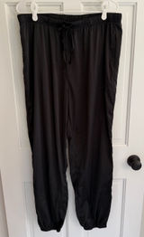 House of Harlow 1960 Black Satin Sleep Jogger Pajama Pants XL Photo 0