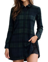 Abercrombie & Fitch XXSP Green Navy Plaid Button Down Shirt Dress Tunic Photo 0