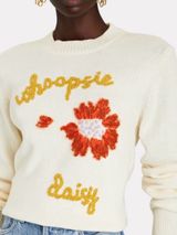 Lingua Franca Whoopsie Daisy Knit Pullover Crewneck Sweater Beige Small READ Photo 0