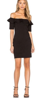 Amanda Uprichard‎ Off Shoulder Sia Dress Black XS Photo 0
