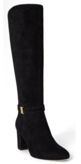 the Lauren Ralph Lauren Kellie Suede Tall Boots in black Size 8 Riding Photo 0