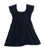 Kimchi Blue Black Skater Dress Purple Silk Trim Scoop Neck Cap Sleeve Large Photo 0