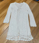 Pink Lily Womens Crochet Knit‎ Duster Cardigan Ivory Cream Tie Front JB-A7126 S Photo 0
