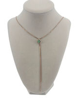 Sarah Coventry Necklace Womens‎ Lariat Rose Gold Green Cats Eye EUC Photo 0