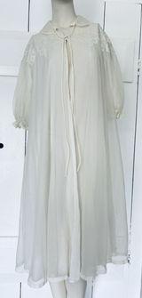 Vintage Gotham Gold Stripes‎ Ivory Lace Lingerie Robe Chiffon Puffy Sleeves Photo 0