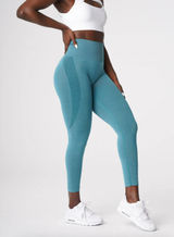 NVGTN Teal Contour Seamless Leggings Athleisure Gym High Waist Size Medium‎ Photo 0