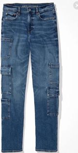 AE Stretch Super High-Waisted Baggy Straight Cargo Jean Photo 0