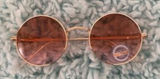 Round Orange Lens and Gold Metal Frames Sunglasses NWOT Photo 0