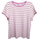 Lilly Pulitzer Striped T-Shirt‎ Pink Green White XL Pima Cotton Short Sleeve Top Photo 0