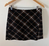Hollister Ultra High-Rise Plaid Mini Skirt Black Brown White Size M Wrap Front Photo 0