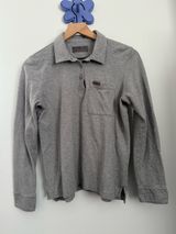Figs Women's Medium Henley Polo Shirt Light Gray Pima Cotton Photo 0