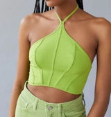 Urban Outfitters UO Lime Green Halter Tie Back Crop Top NWT Size Medium Photo 0