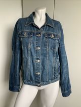 Banana Republic women’s Large blue denim snap-up jean jacket Photo 0