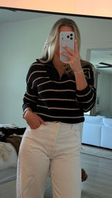 Evereve Quarter Zip Stripe Sweater Photo 0