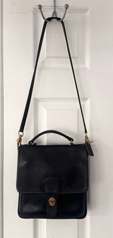 Coach Blue Leather Vintage Slim Station Shoulder Top Handle Flap Turn Lock Bag Photo 0
