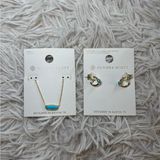Kendra Scott Gold Necklace with Turquoise Stone & matching earrings Photo 0