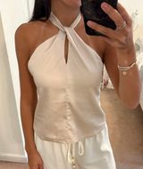 Cream Halter Neck Top Tan Photo 0