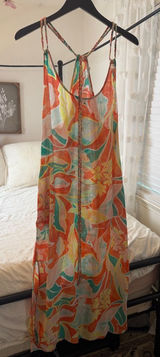 Cynthia Rowley Colorful Floral Maxi Slip Dress beach cover-sz S Photo 0