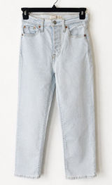 Levi's Wedgie Straight Jeans Women 25 Blue Light Wash Denim Button Fly Outdoor Photo 0